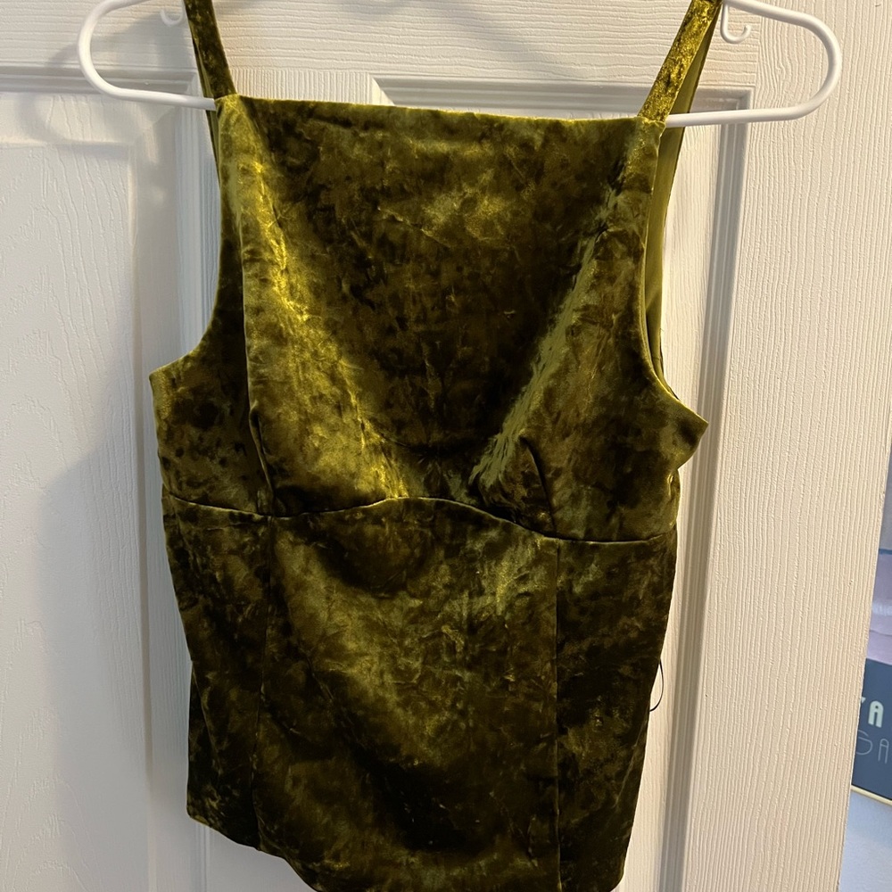 Zara Green Velvet Fitted Tank Top
